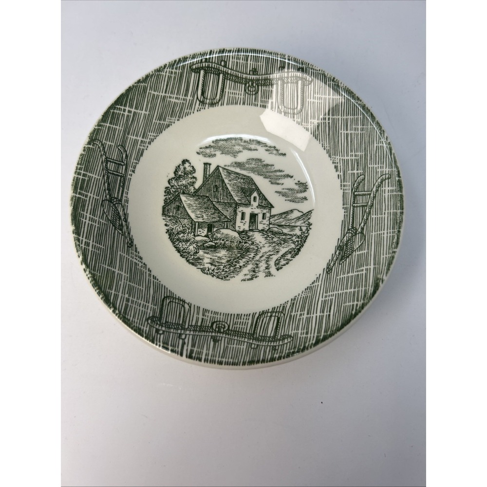 Scio Currier & Ives Berry Or Dessert Bowl Yoke & Plow Green